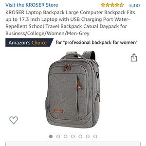 Kroser 17.3 in laptop bag - like NEW!